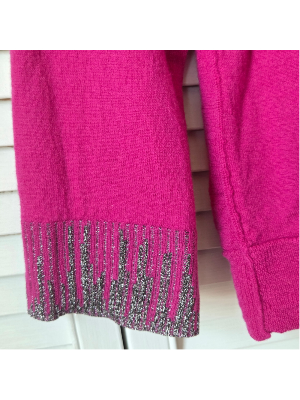 Women's ZADIG & VOLTAIRE Fuchsia & Silver Crew Neck Sweater S - Picture 4 of 13